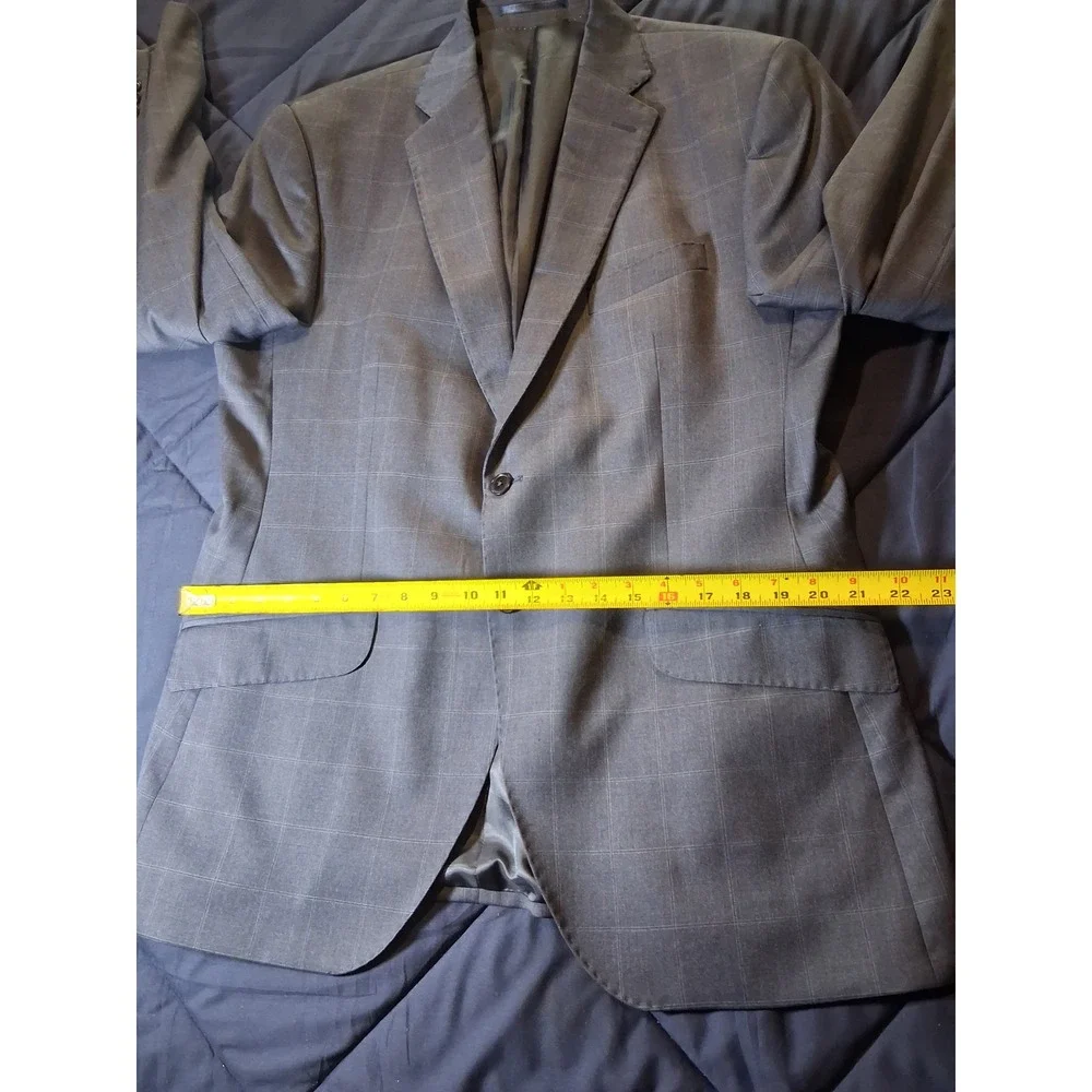 Charles Tyrwhitt Reda Super 110s Wool Slim Fit Blazer Blue Grey Windowpane 44R